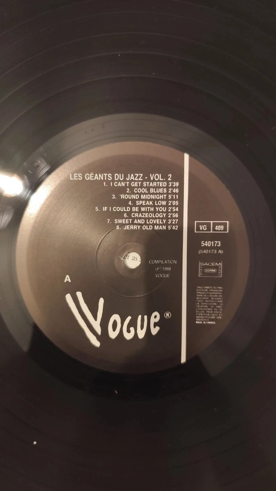 Vinyl Compilation 33RPM "The Giants of Jazz" Vogue Edition 1988 volume 2 – photo 6